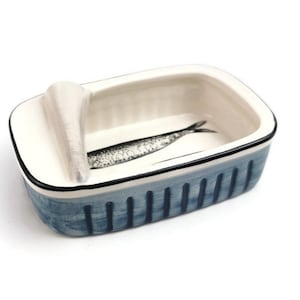 Blaue Keramiksardine Box perfekt für Wohnkultur 11.5 * 7 cm