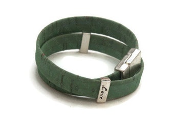 Pulseira de cortiça com 1 tira de 10mm em menta