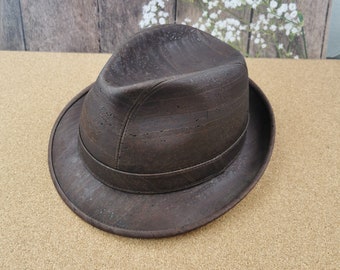 Chapeau type fedora en liège marron unisexe