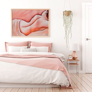 Handpainted curves and contours of the woman's body canvas wall art image 1