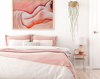 Handpainted curves and contours of the woman's body canvas wall art