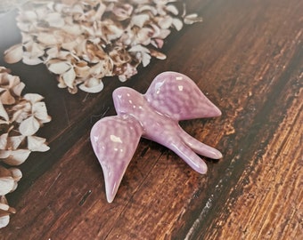 Mini ceramic lilac swallow for wall decor (6.5x 8.5cm)