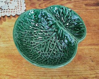 Ceramic green color cabbage shape portuguese olive plate home decor