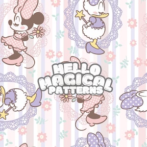 Magische Maus und Ente Musterdesign, sanfte Farben Cartoon Freunde Musterdesign, sich wiederholende Datei für alle druckbaren Oberflächen