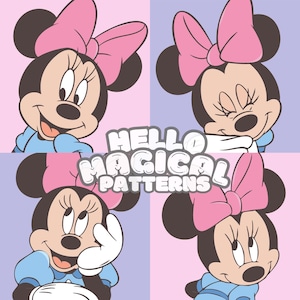 Magical Mouse Seamless Pattern, Cartoon Mouse Emotions Seamless Pattern, Repeating file for all Printable Surfaces, RGB and CMYK files