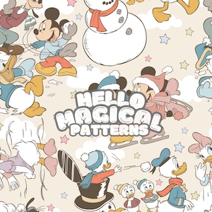 Winter Mouse & Friends Seamless Pattern: Printable Fabric File (12x12 inches)