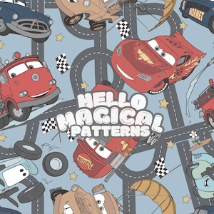 Cars Seamless Pattern, Cartoon Car and Friends Seamless Pattern, Repeating file for all Printable Surfaces,RGB and CMYK files