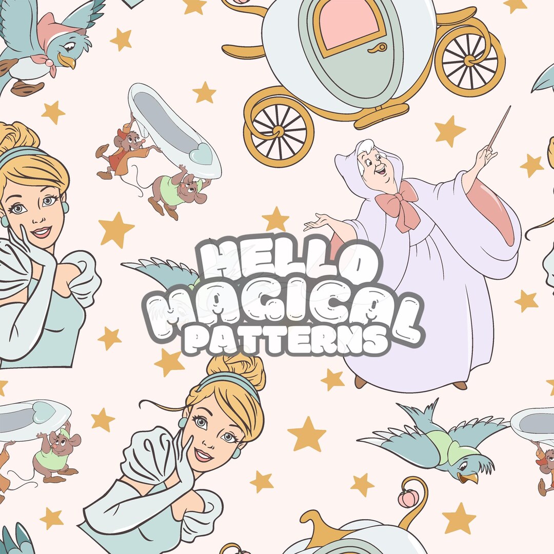 Magical Princess Seamless Pattern: Printable Fabric Design (RGB & CMYK ...