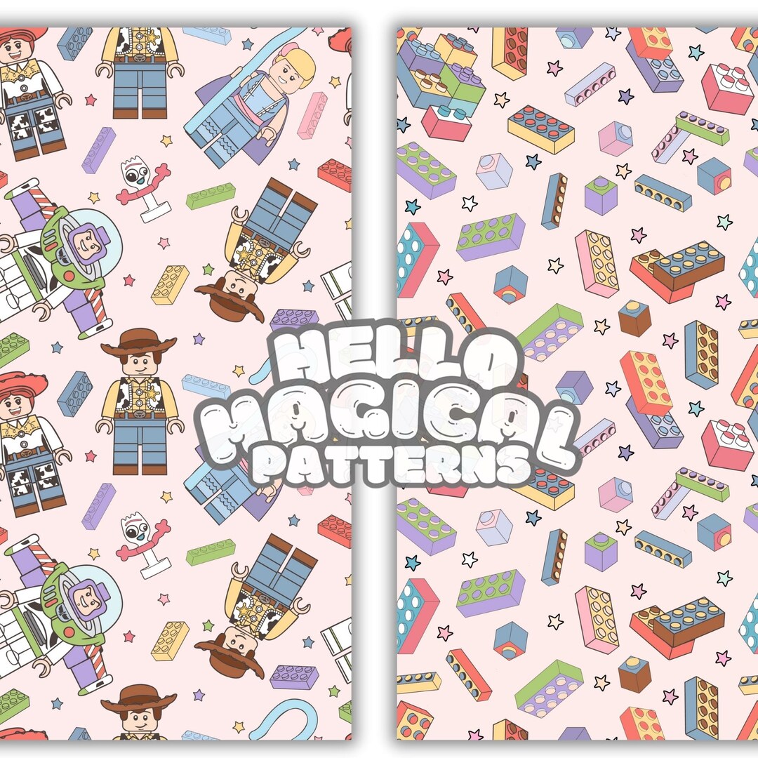 Minecraft Blocks Seamless Pattern Building Blocks Seamless Pattern: Cartoon Toys Design (digital Download ...
