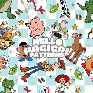 Hello Magical Toys Seamless Pattern, Magical Story Seamless Design,Cartoon Pattern for Fabric Sublimation,RGB and CMYK files