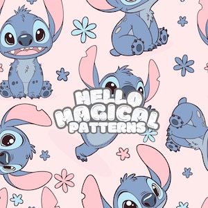 Patrón sin costuras de monstruo kawaii, patrón sin costuras de monstruo azul de dibujos animados, archivo repetible para todas las superficies imprimibles