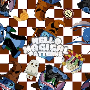 Magical Wizard Monster Seamless Pattern, Cartoon Wizard Seamless Design,Repeating file, Commercial use