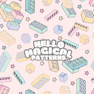 Building Bricks Seamless Pattern, Repeating Building Blocks Pattern, Soft Colors Design for all Printable Surfaces, RGB and CMYK files