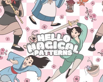 Kriegerin Prinzessin Muster: Stoff zum Ausdrucken (RGB & CMYK)
