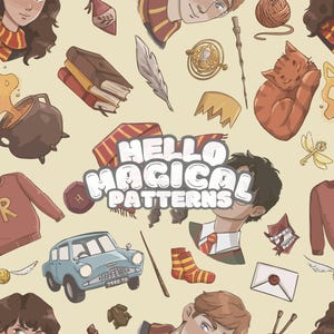 Magical Wizard Seamless Pattern, Seamless Digital Pattern, Fabric Sublimation,RGB and CMYK files