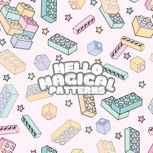 Building Bricks Seamless Pattern, Repeating Building Blocks Pattern, Soft Colors Design for Commercial Use,Fabric Sublimation,RGB and CMYK
