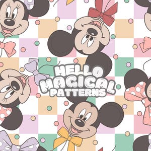 Magical Mouse Balloons Seamless Pattern, Cartoon Mouse Seamless Design, Repeating file for All Printable Surfaces, RGB and CMYK files