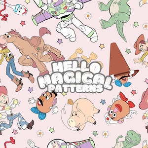 Magische Spielzeuge Nahtlose Muster, Story Friends Nahtloses Design, Rgb- und Cmyk-Dateien