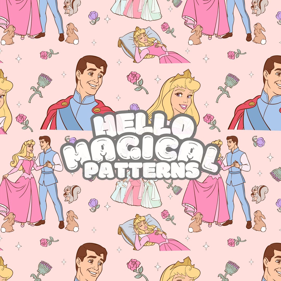 Magical Princess and Prince Seamless Pattern for All Printable Surfaces ...