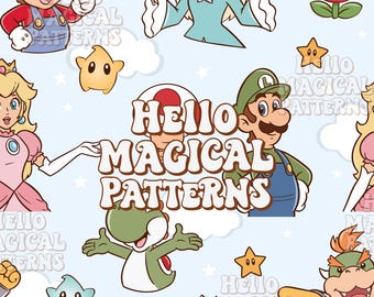 Super Galaxy Friends Seamless Pattern for All Printable Surfaces, Repeating Design