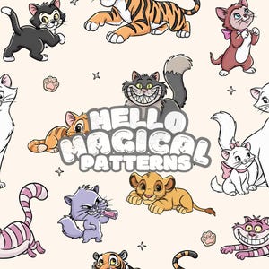 猫の生活シームレスパターン、すべての印刷可能な表面のための漫画猫のシームレスなデザイン