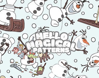 Cartoon Snowman Winter Pattern: Printable Seamless File
