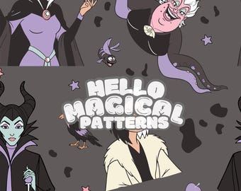 Magische Bad Women Seamless Pattern: Halloween-Drucke (RGB- & CMYK-Dateien)