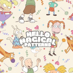 Magical 90s Cartoon Seamless Pattern, 90s Cartoon Characters Seamless Pattern, Repeating file for all Printable Surfaces, RGB and CMYK files
