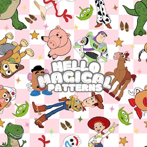 Magical Story Friends Seamless Pattern, Toys Seamless Design,Repeating File for Commercial Use,Rgb and Cmyk files