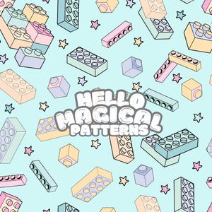 Building Bricks Seamless Pattern, Repeating Building Blocks Pattern, Soft Colors Design for all Printable Surfaces,RGB and CMYK