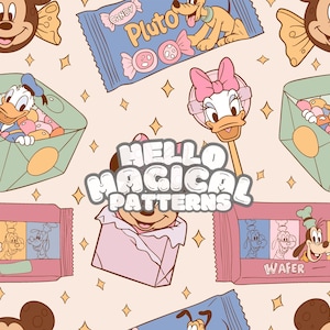 Naadloos patroon Mouse and Friends Snoepjes, Cartoon Mouse and Friends naadloos ontwerp voor alle afdrukbare oppervlakken