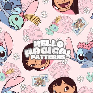 Monster and Little Girl Seamless Pattern, Cartoon Hawaii Monster Seamless Pattern, Repeating file for all Printable Surfaces