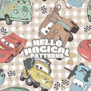 Cars Seamless Pattern, Magical Cars Seamless Digital Pattern, Repeating file for all Printable Surfaces