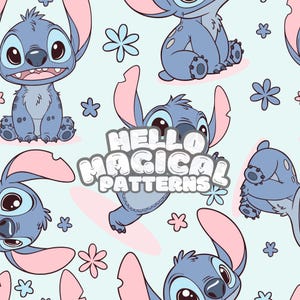 Modello senza cuciture con mostri kawaii, modello senza cuciture con mostri blu dei cartoni animati per tutte le superfici stampabili