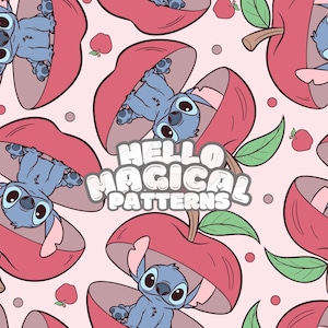 Monstre magique et modèle sans couture de pomme, conception sans couture de monstre bleu de dessin animé pour toutes les surfaces imprimables