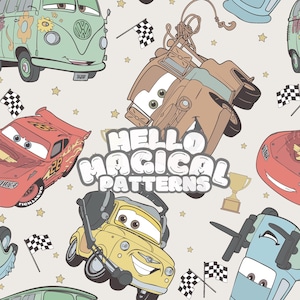 Cars Seamless Pattern, Magical Cars Seamless Digital Pattern, Repeating file for All Printable Surfaces, RGB and CMYK files