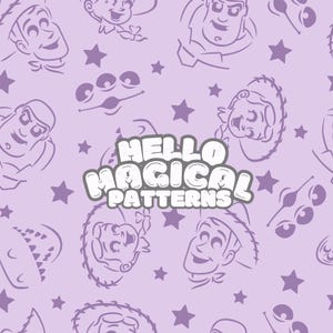 Modèle sans couture d'amis de ligne magique, conception sans couture de dessin animé, fichier répétitif pour la sublimation de tissu, fichiers RVB et CMJN