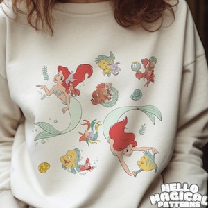 Archivo de sublimación de sirena, diseño de sublimación de princesa sirena de dibujos animados para todas las superficies imprimibles, sublimación de camisetas