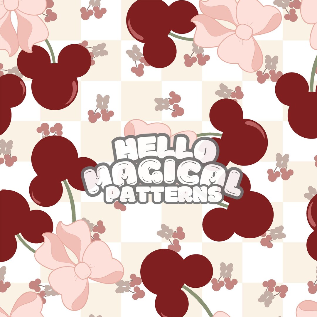 Cherry Mouse Seamless Pattern: Printable Fabric Design (RGB & CMYK) - Etsy