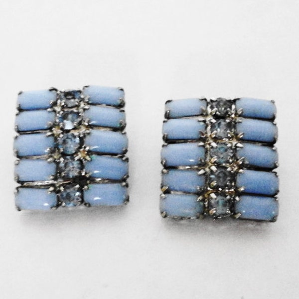 Vintage Lucite Clipon Earrings Rhinestone Jewelry