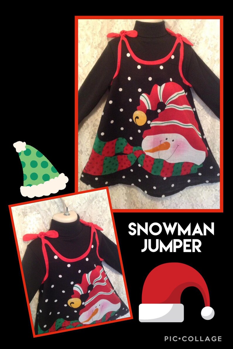 classic jumper style girl SIZES 4 5 6 American Girl 18 Bitty Baby 15 My Twinn 18 your choice Snowman A-line dress tunic