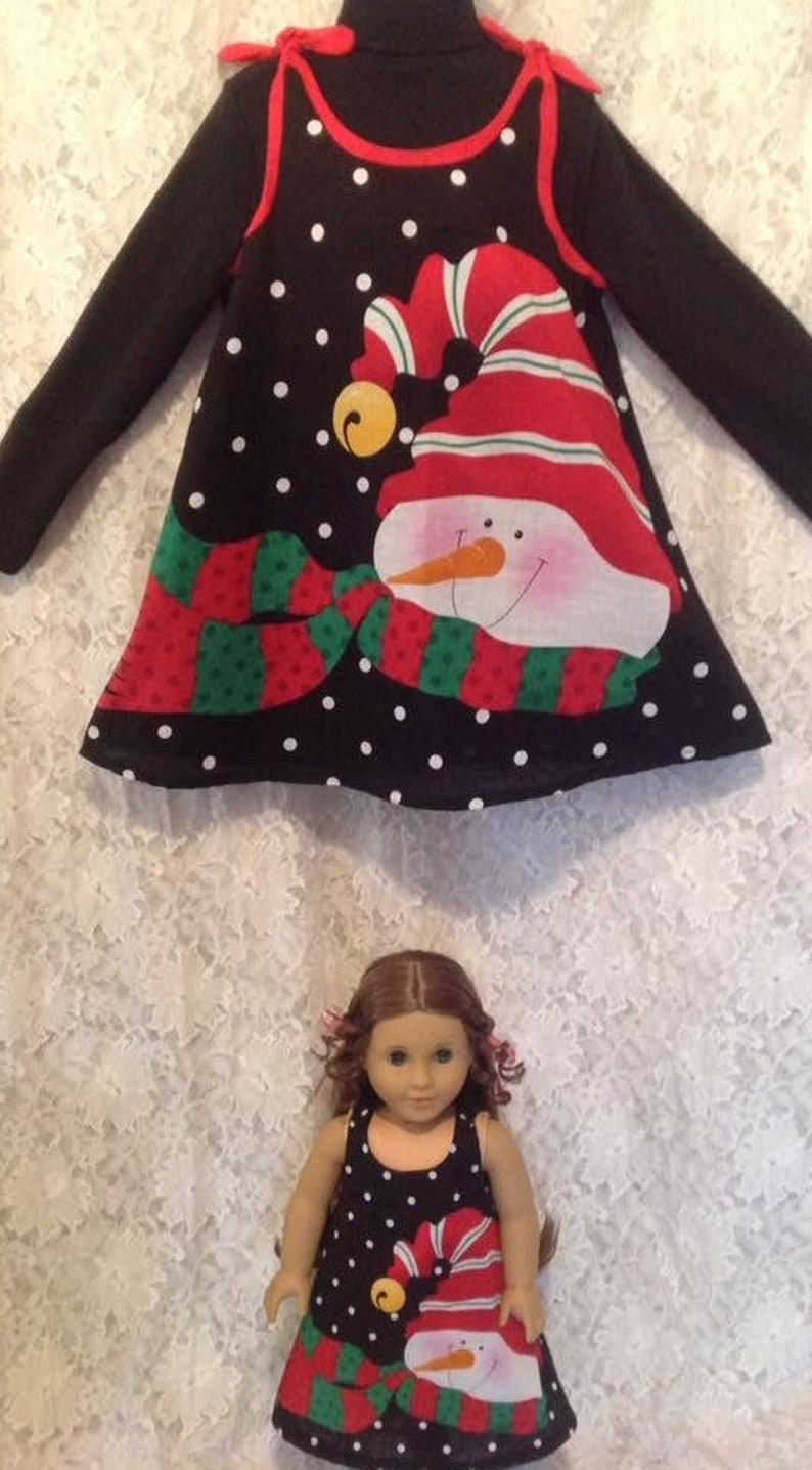 classic jumper style girl SIZES 4 5 6 American Girl 18 Bitty Baby 15 My Twinn 18 your choice Snowman A-line dress tunic