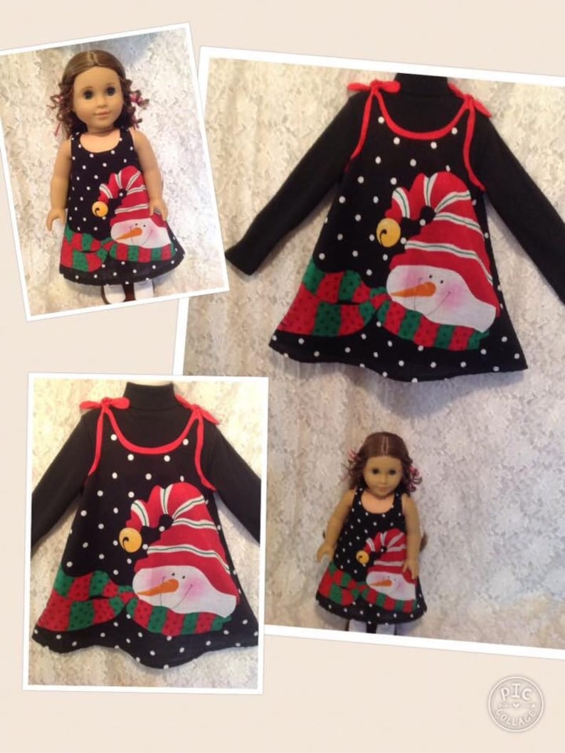 classic jumper style girl SIZES 4 5 6 American Girl 18 Bitty Baby 15 My Twinn 18 your choice Snowman A-line dress tunic