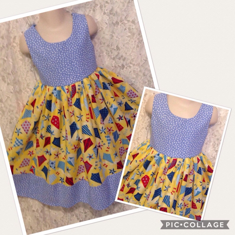 Matching jumper style dresses for Child sz 6 and American Girl Bitty Baby or My Twinn doll LAST ONE SALE Fly a Kite