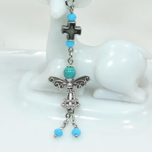 Angel Mirror Charm, Cross Car Mirror Charm, Hanging Angel, Car Dangler, Car Mirror Hanger, New Car Gift, Gift For Her, Car Protection