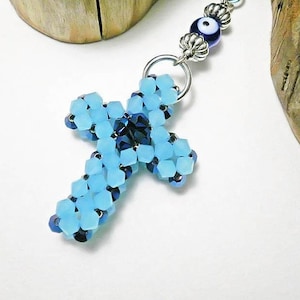 Cross Car Mirror Charm, Cross Car Protection, Rear View Mirror Charm, Car Mirror Hanging, Evil Eye Car Charm, Big Cross Charm, New Car Gift