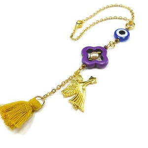 Angel Car Mirror Charm, Angel Gift, Lucky Gift, Rear View Mirror, Hanging Angel, Angel Bag Charm, Cross Gift, Car Hanger, Car Protection