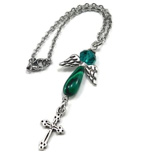 Angel Car Mirror Hanging, Cross Car Mirror Charm, Protection Car Gift, Guardian Angel Charm, Car Mirror Hanger, Car Charm Protection Gift