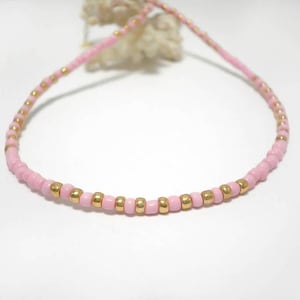Girly Delicate Pink Choker Necklace Gift, Choker Necklace Gift, Seedbead Pink Necklace, Delicate Necklace For Girls, Dainty Pink Necklace