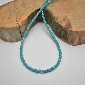 Zierliche Türkis Perlen Halskette Geschenk, Türkis Choker Halskette, Sommer Geschenk für Mädchen, Zierliche Choker Halskette Geschenk, Zarte Halskette Geschenk